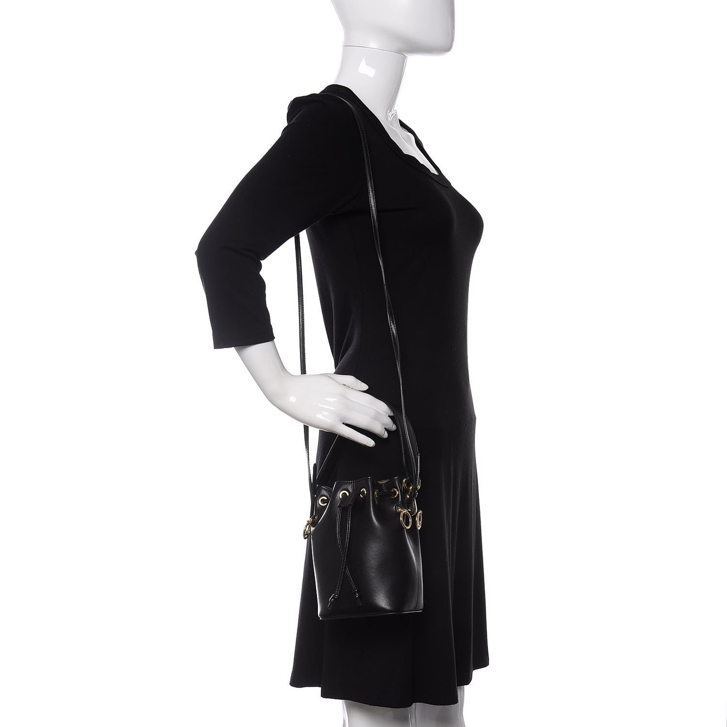 Vitello Liberty Lucido F is Fendi Mini Mon Tresor Bucket Bag Black