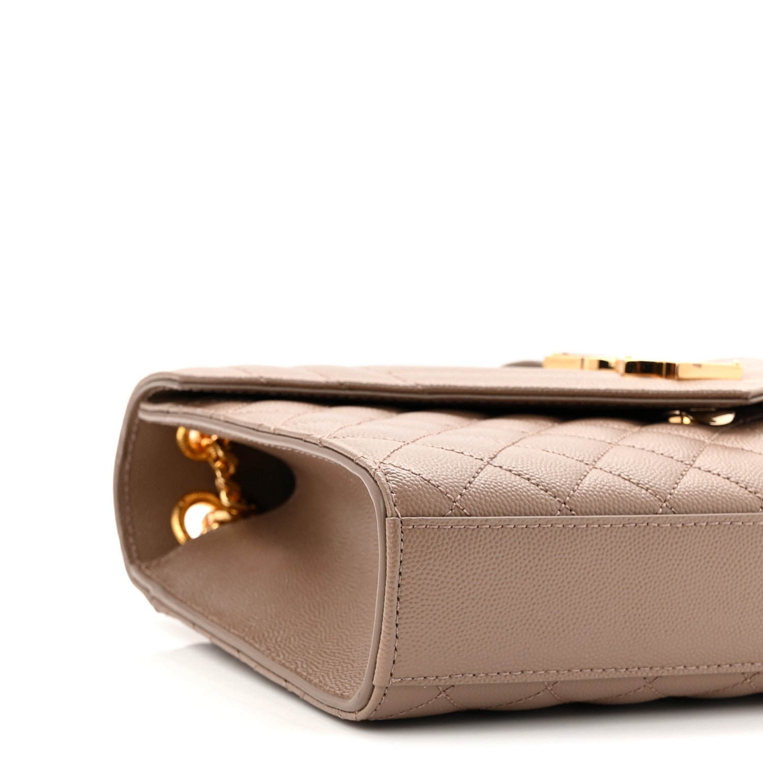 Saint Laurent Grain De Poudre Textured Mixed Matelasse Triquilt Medium Monogram Satchel Taupe 9 of 11