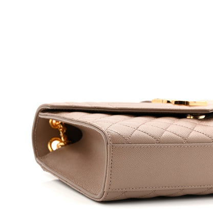 Saint Laurent Grain De Poudre Textured Mixed Matelasse Triquilt Medium Monogram Satchel Taupe 9 of 11