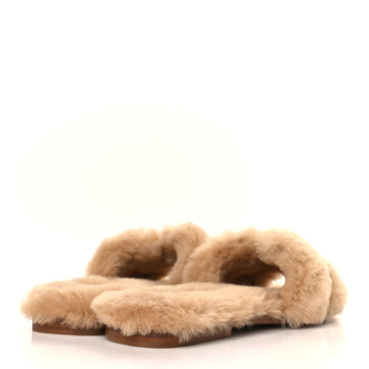 Hermes Woolskin Oran Sandals 37 Beige Argile 4 of 8