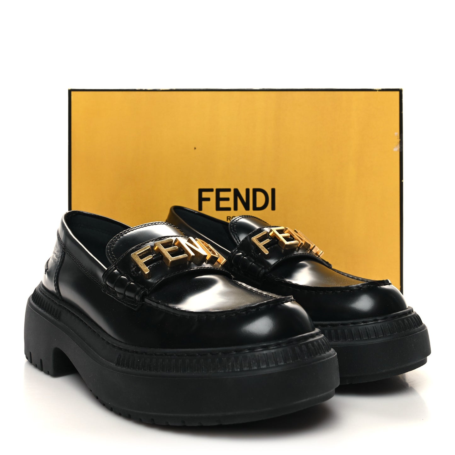 Vitello Abrasivato Fendigraphy 50mm Loafers 41 Black