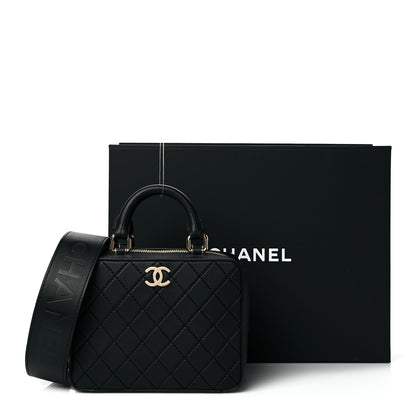 Chanel Calfskin Quilted Travel Kit Vanity Case Black 10 of 10
