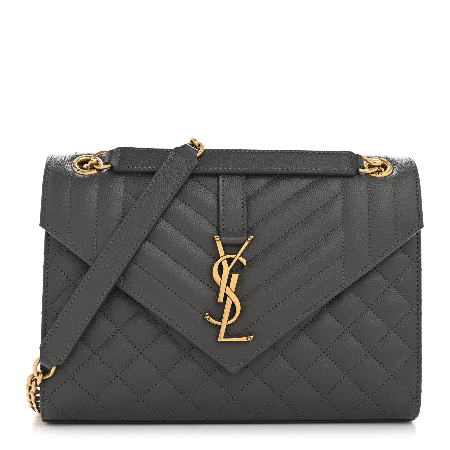 Saint Laurent Grain De Poudre Textured Mixed Matelasse Medium Triquilt Monogram Satchel Storm 1 of 11