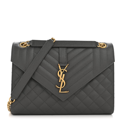 Saint Laurent Grain De Poudre Textured Mixed Matelasse Medium Triquilt Monogram Satchel Storm 1 of 11
