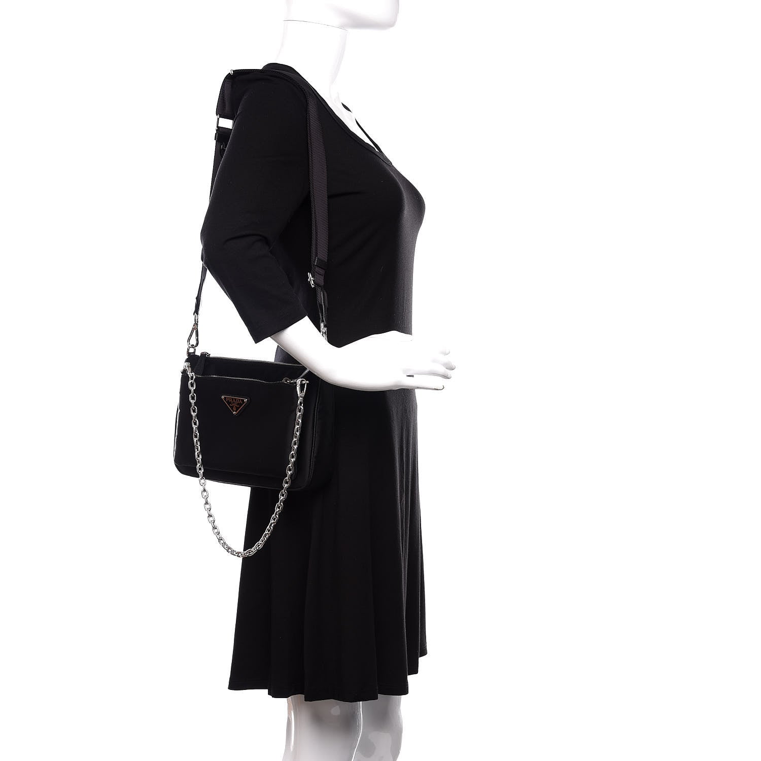 Prada Nylon Shoulder Bag Black 2 of 9