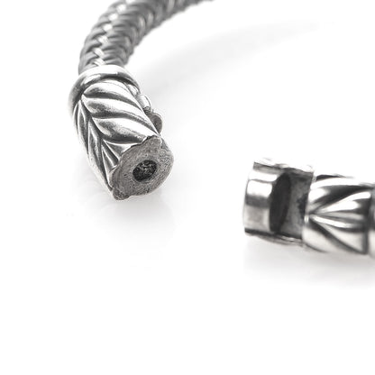 David Yurman Sterling Silver Leather Chevron Woven Bracelet Gray 5 of 5