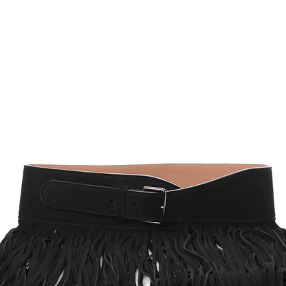 Alaia Suede Fringe Skirt Belt 65 Black 11 of 11
