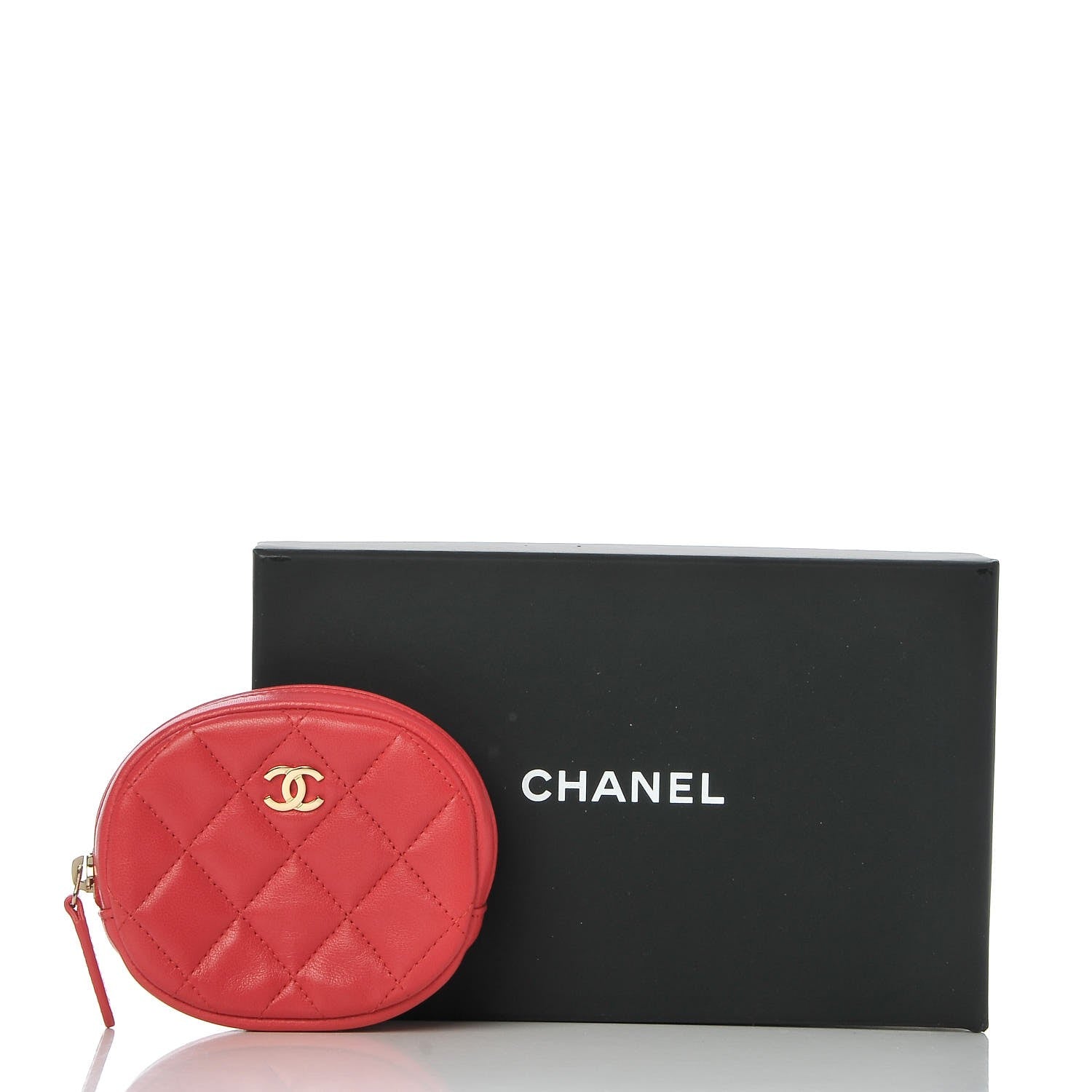 Chanel Lambskin Quilted Zip Around Classic Coin Purse Red 8 of 8