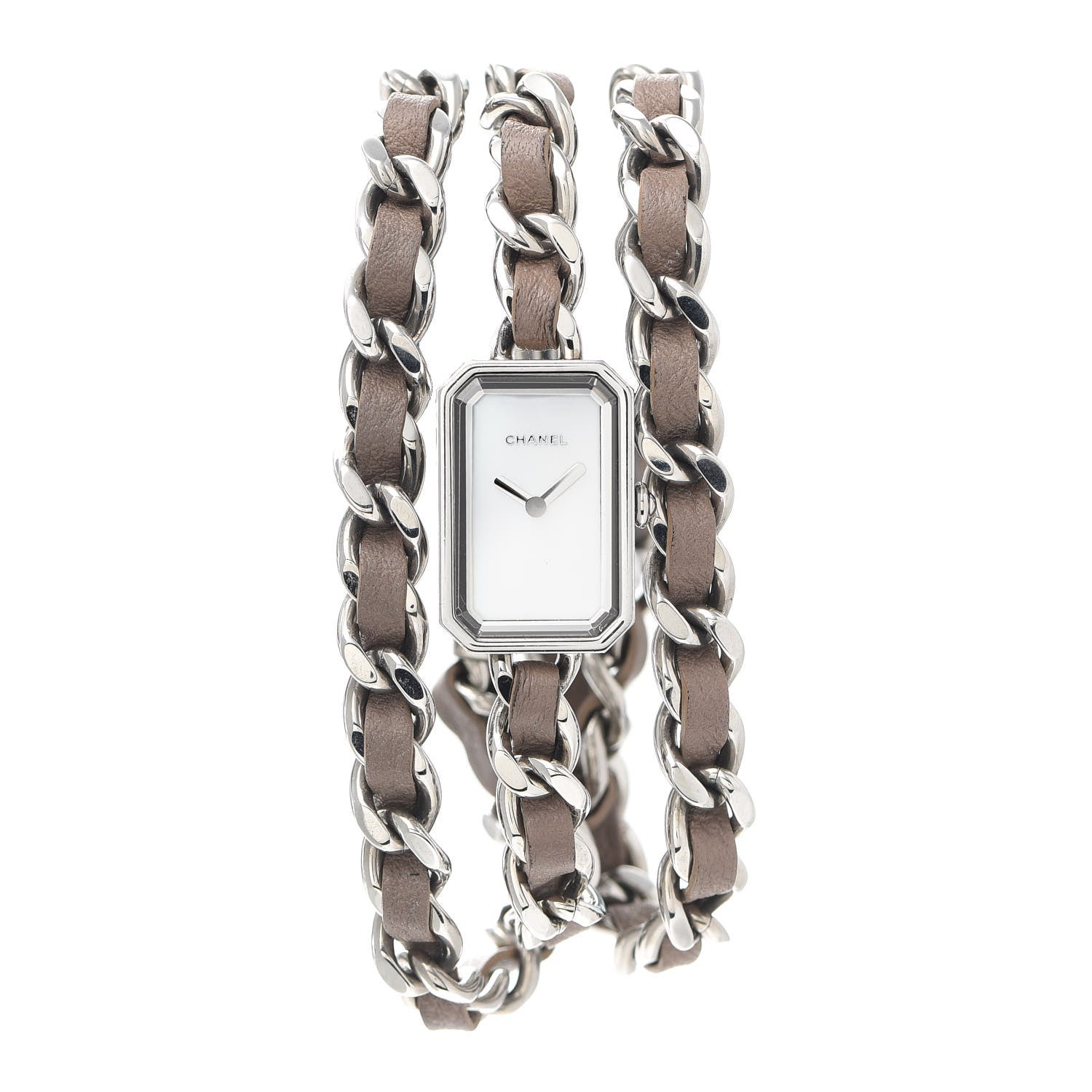 Chanel Stainless Steel Lambskin 16mm Premiere Rock Triple Row Quartz Watch Grey 1 of 5