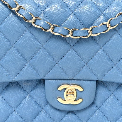 Chanel Caviar Quilted Medium Double Flap Blue 8 of 11