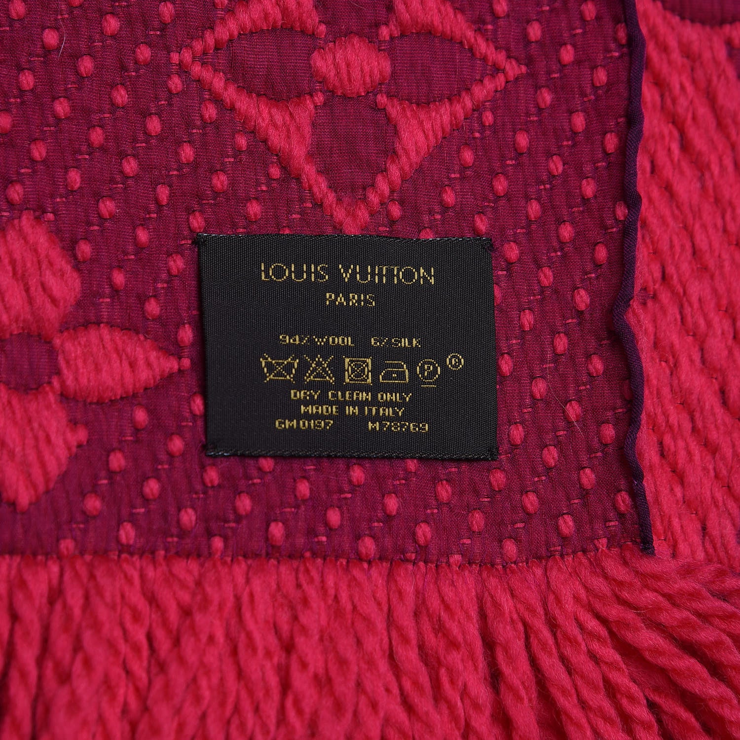 Louis Vuitton Wool Silk Logomania Shine Scarf Fuchsia 4 of 4
