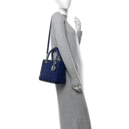 Christian Dior Lambskin Cannage Medium Lady Dior Blue 2 of 11