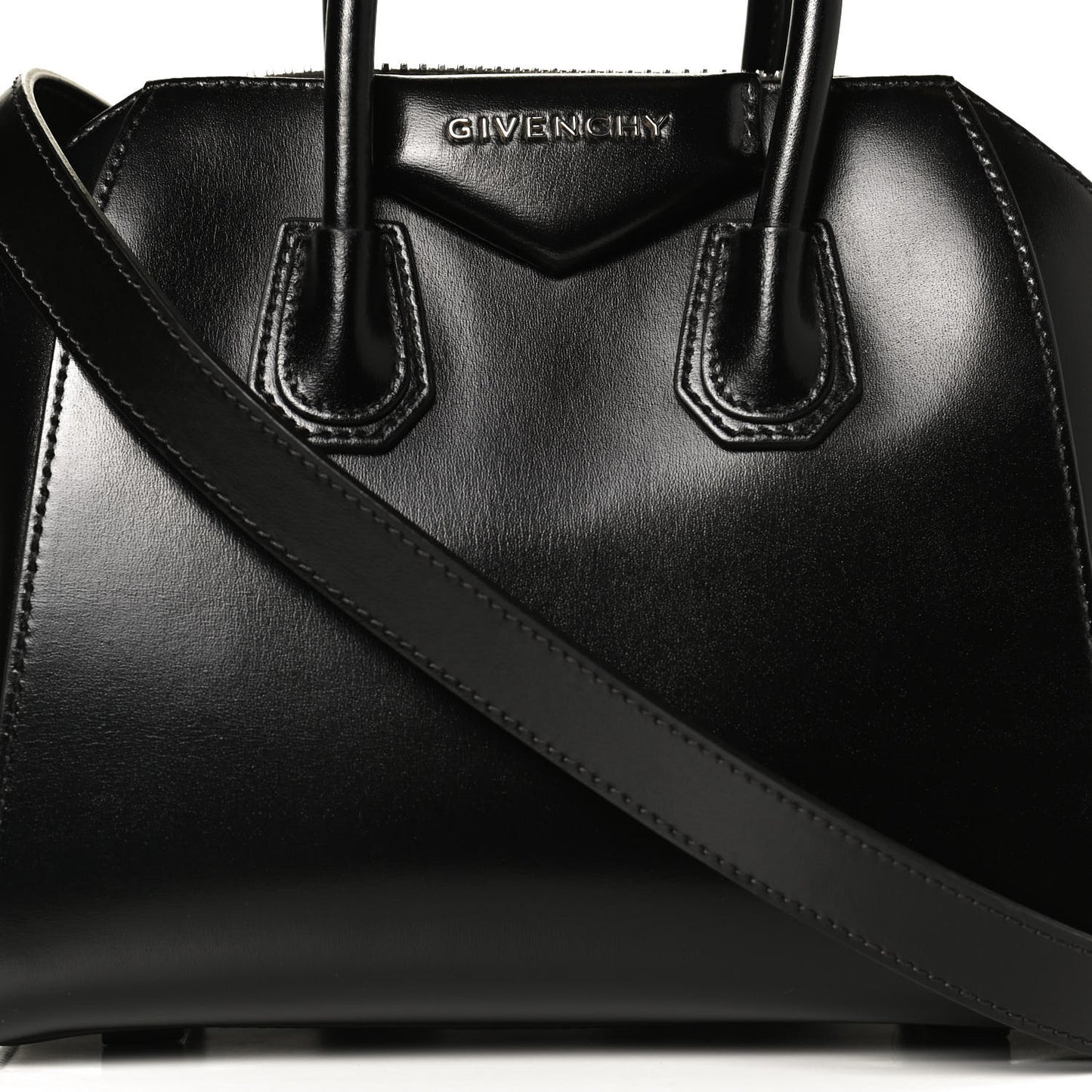 Shiny Lord Calfskin Mini Antigona Black