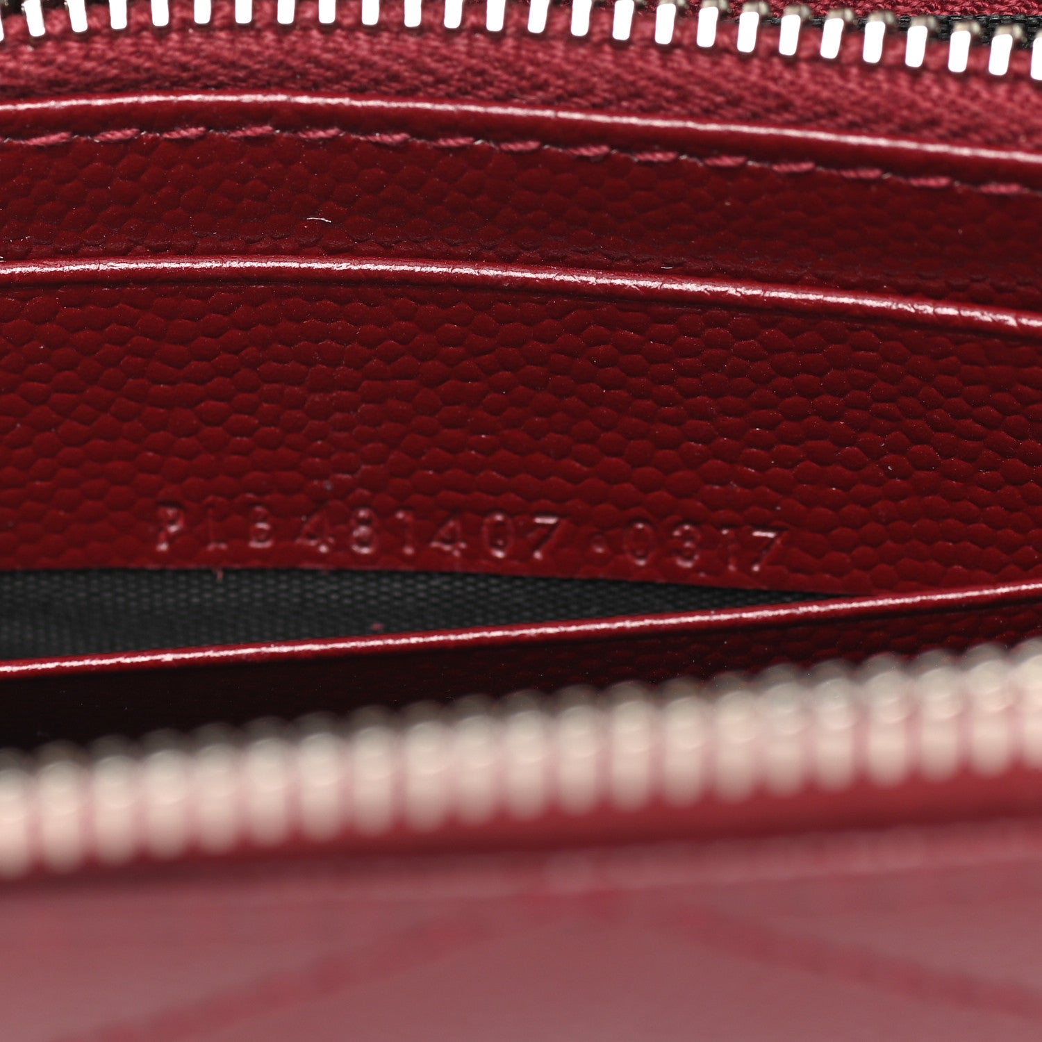 Saint Laurent Grain De Poudre Matelasse Chevron Monogram Zip Around Wallet Palissandre 8 of 9