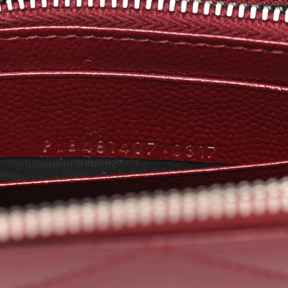 Saint Laurent Grain De Poudre Matelasse Chevron Monogram Zip Around Wallet Palissandre 8 of 9