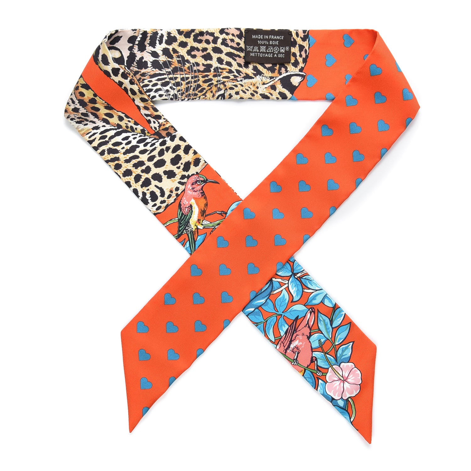 Hermes Silk Jungle Love Love Twilly Orange Bleu Brun 1 of 4