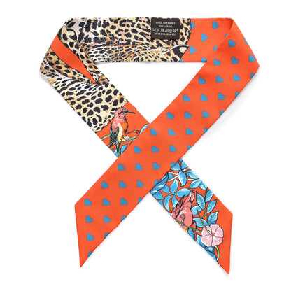 Hermes Silk Jungle Love Love Twilly Orange Bleu Brun 1 of 4