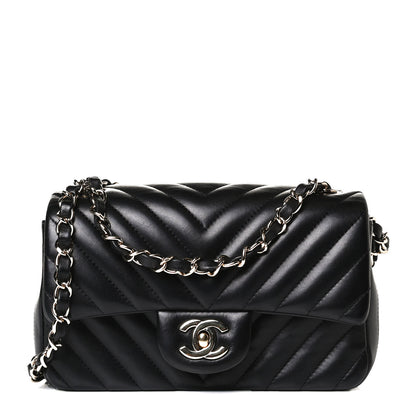 Chanel Lambskin Chevron Quilted Mini Rectangular Flap Black 1 of 14
