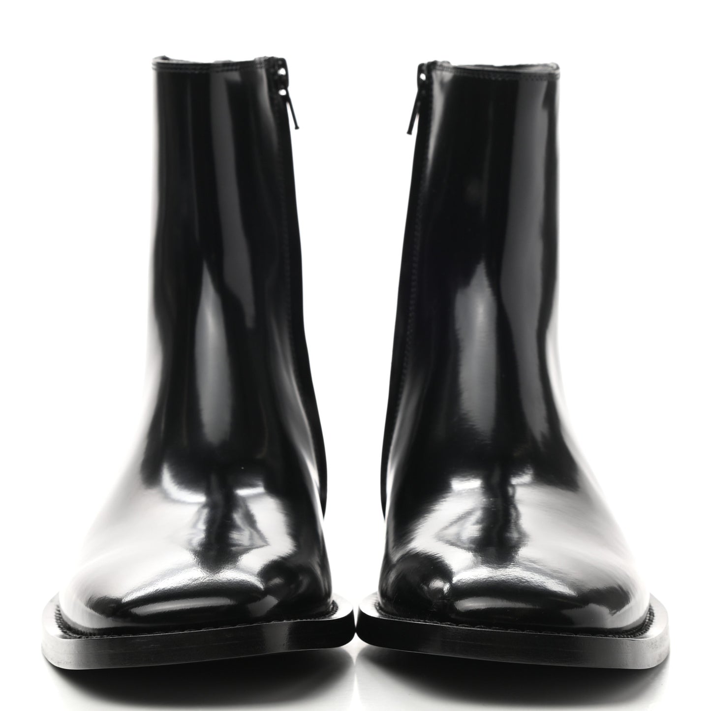 Polished Calfskin Rim Boots 37 Black