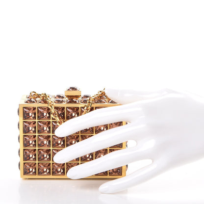 Judith Leiber Austrian Crystal Princess Minaudiere Light Brown 2 of 9