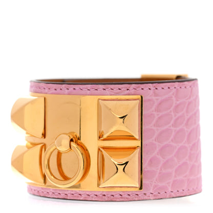 Hermes Matte Alligator Collier De Chien CDC Bracelet T2 5P Pink 1 of 6