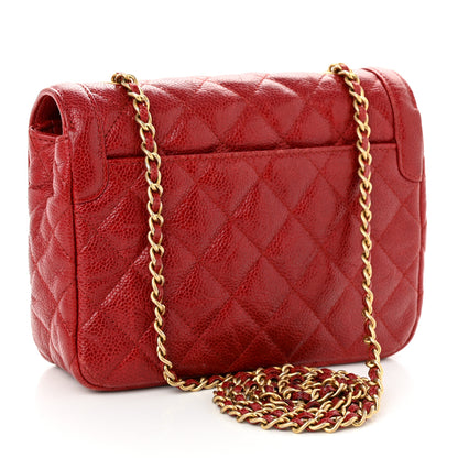 Chanel Caviar Quilted Mini Square Flap Red 2 of 9