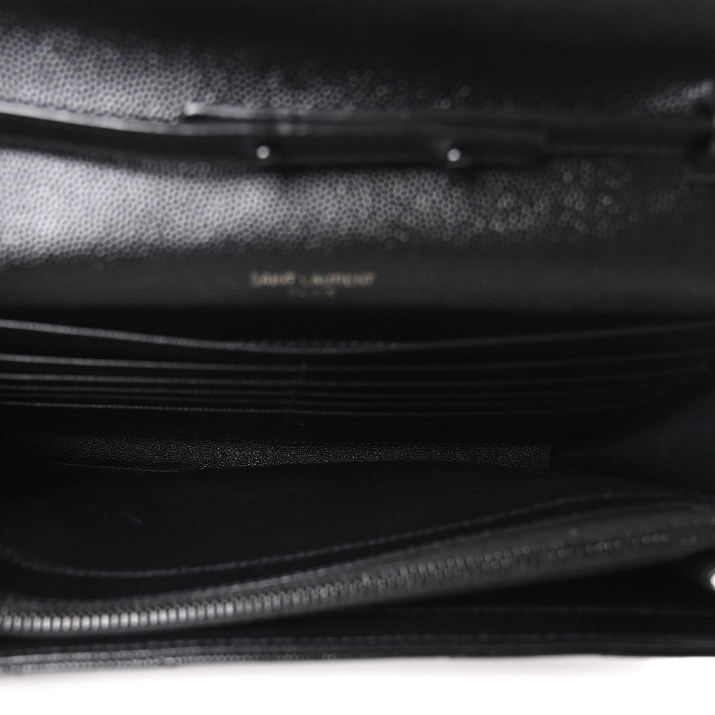 Grain De Poudre Matelasse Chevron Monogram Monochrome Chain Wallet Black