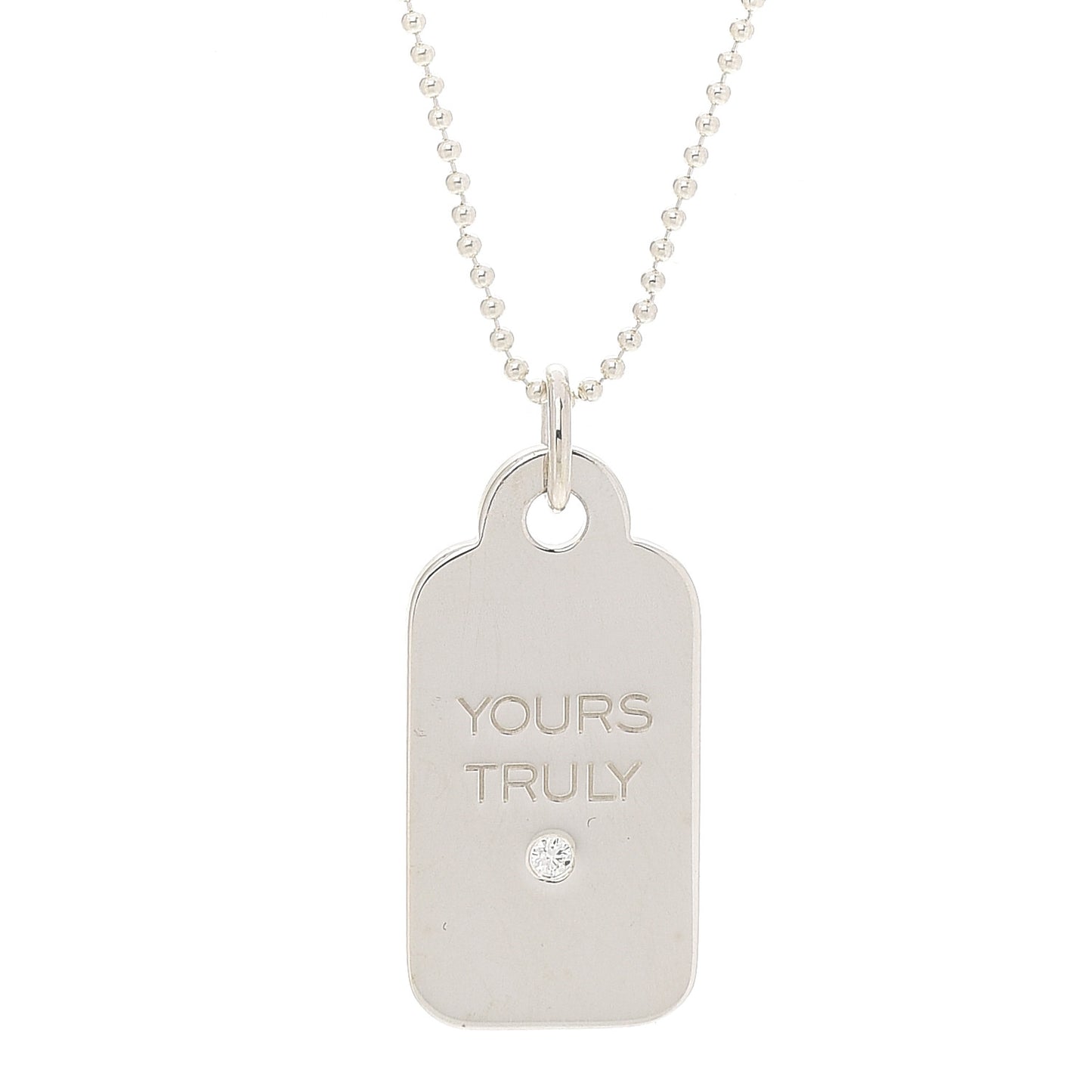 Sterling Silver Diamond Yours Truly Charm Necklace