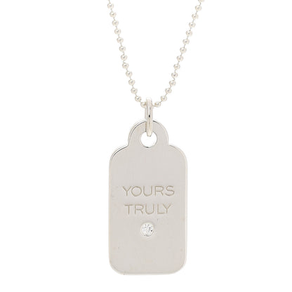 Tiffany Sterling Silver Diamond Yours Truly Charm Necklace 4 of 7