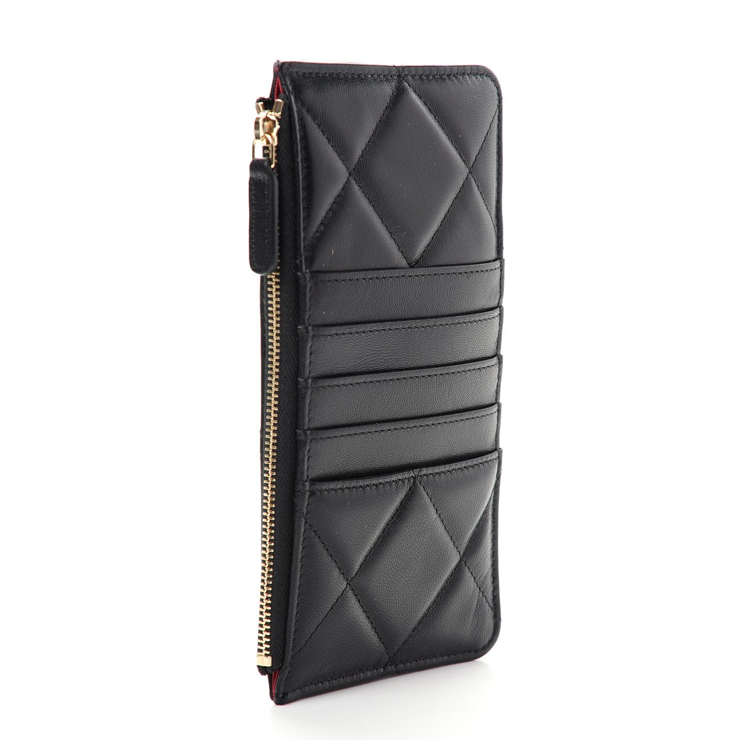 Lambskin Quilted 19 Phone and Card Holder Black