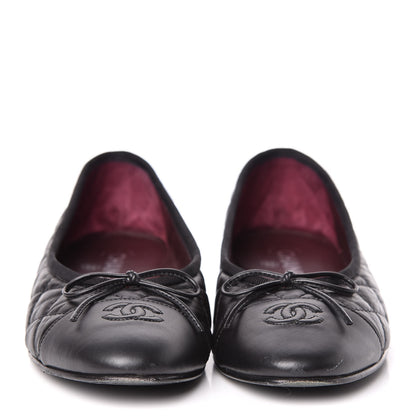Chanel Aged Calfskin Quilted Cap Toe Ballerina Flats 39.5 Black 2 of 15