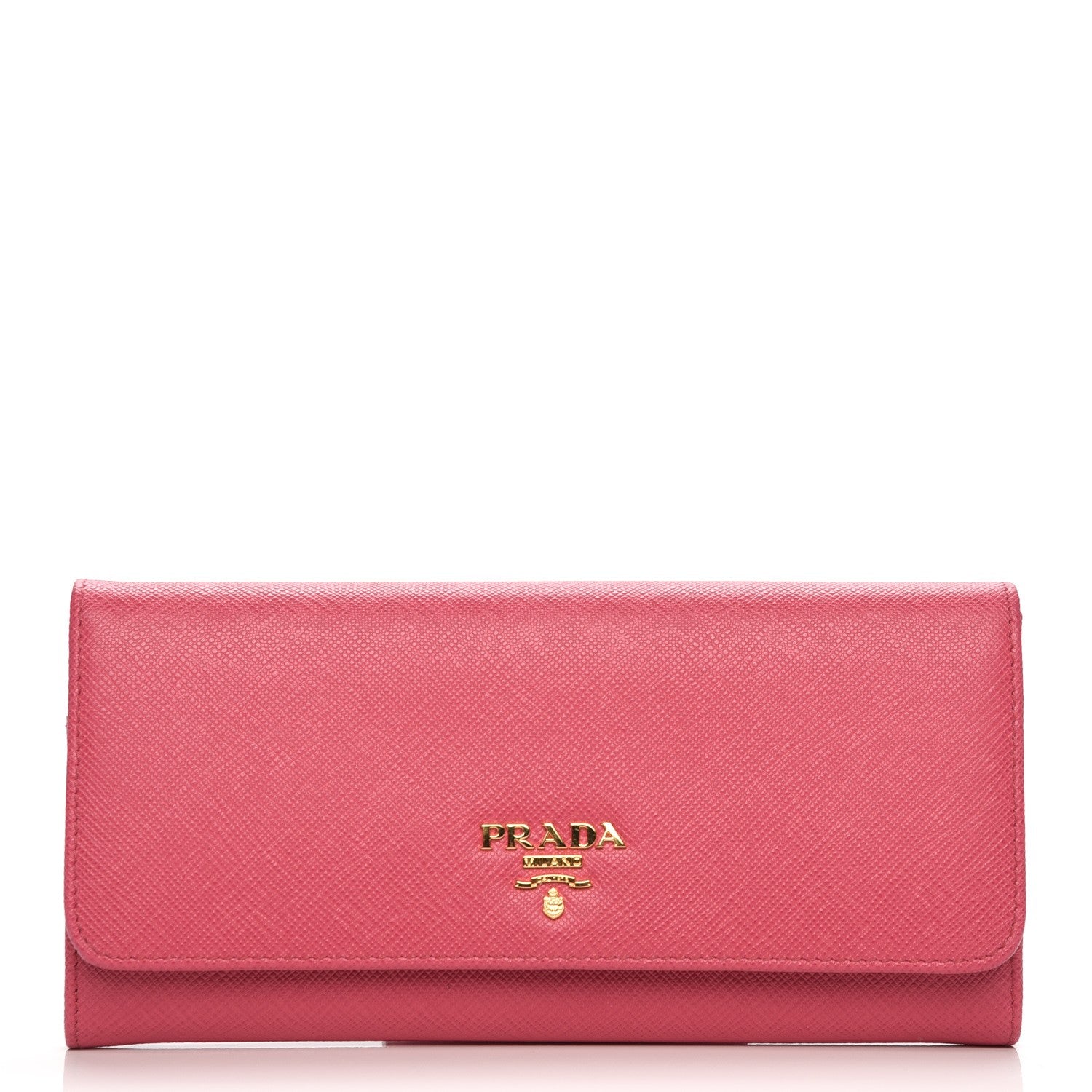 Prada Saffiano Metal Continental Flap Wallet Peonia 1 of 8