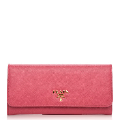 Prada Saffiano Metal Continental Flap Wallet Peonia 1 of 8