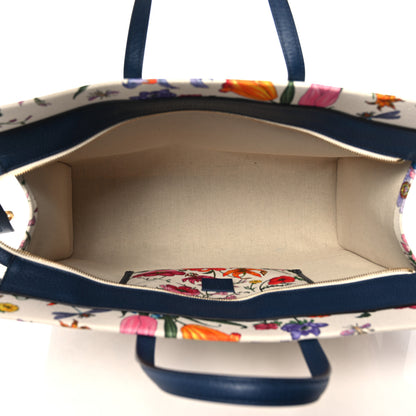 Gucci Canvas Large Flora Tote Navy Multicolor 5 of 12