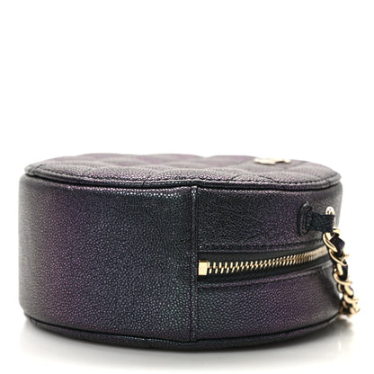 Chanel Iridescent Caviar Quilted Round Clutch With Chain Black 9 of 14