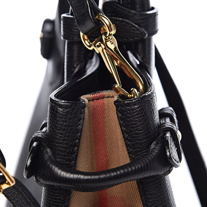 Burberry Grainy Calfskin House Check Small Banner Tote Black 15 of 16