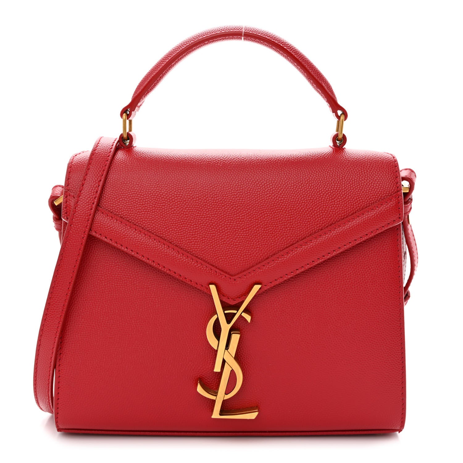 Saint Laurent Grain de Poudre Mini Classic Monogram Cassandra Top Handle Red 1 of 11