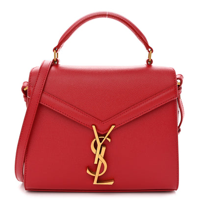 Saint Laurent Grain de Poudre Mini Classic Monogram Cassandra Top Handle Red 1 of 11