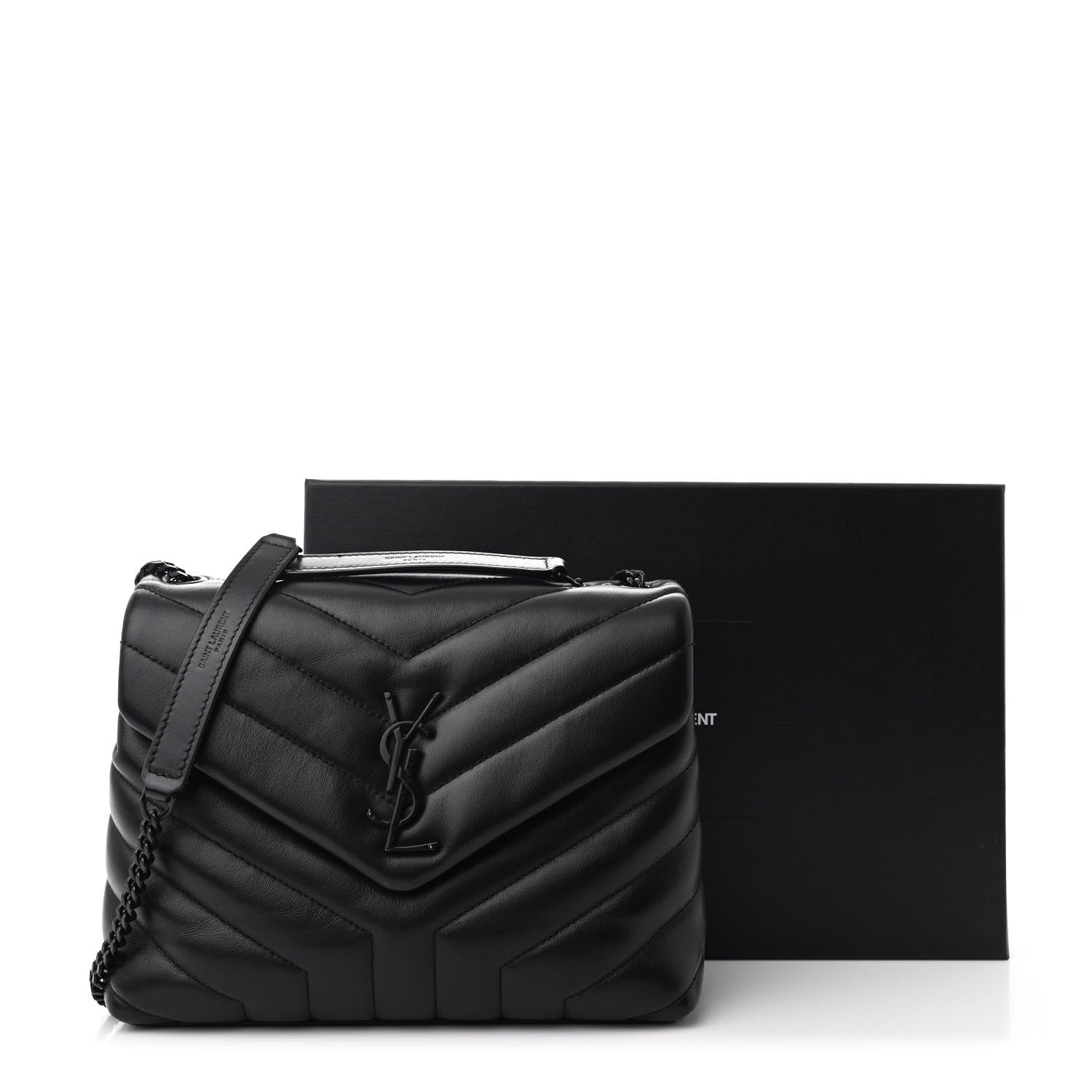 Saint Laurent Calfskin Y Quilted Monogram Monochrome Small Loulou Chain Satchel Black 12 of 12