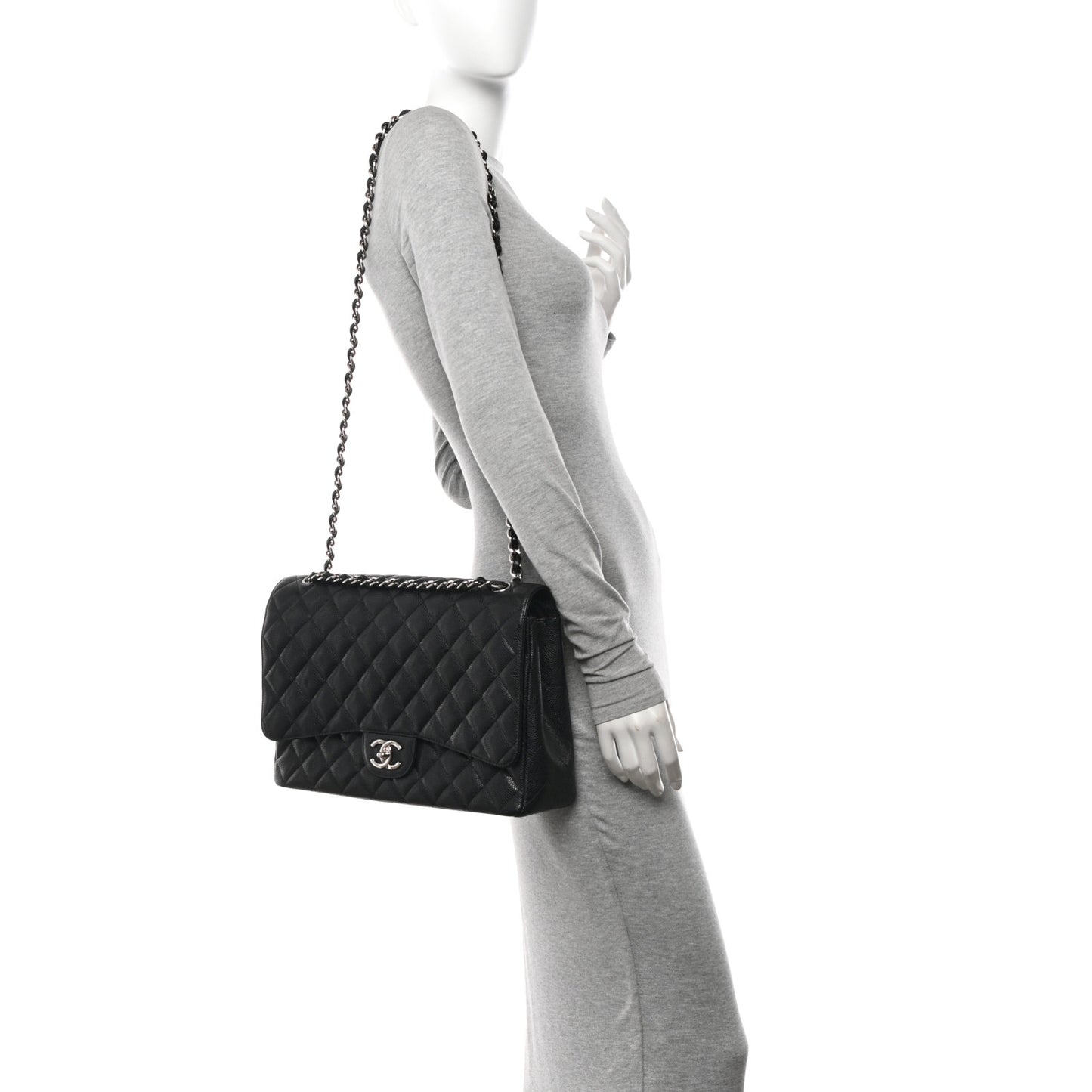 Caviar Quilted Maxi Double Flap Black