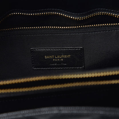 Saint Laurent Grain De Poudre Matelasse Chevron Monogram Shopping Bag Black 6 of 12
