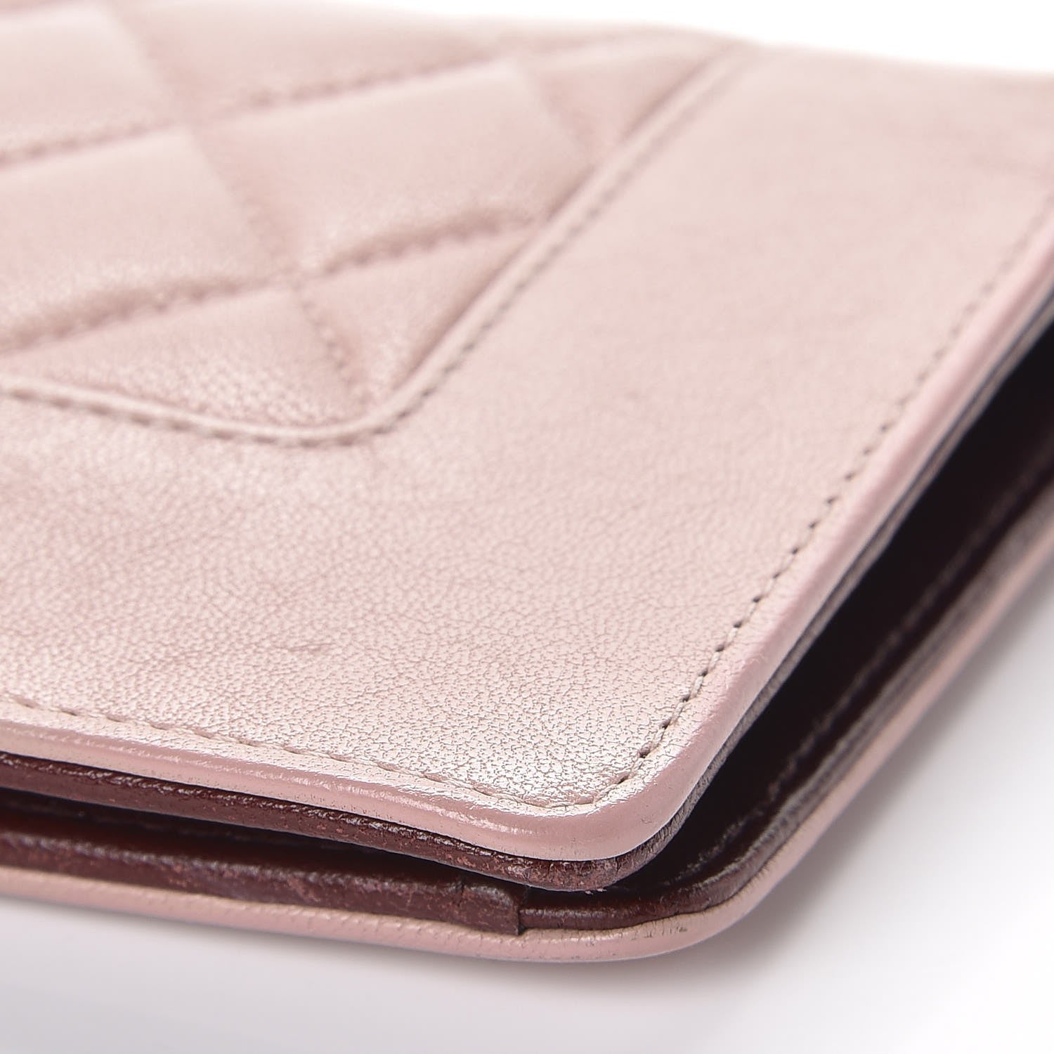 Chanel Sheepskin Quilted Mademoiselle Vintage Yen Wallet Pink 12 of 13