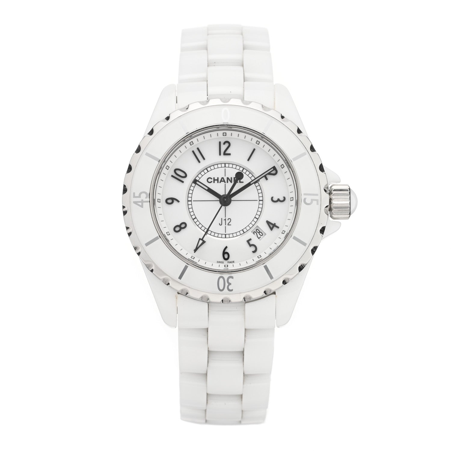 Chanel Stainless Steel Ceramic 33mm J12 Quartz Watch White 1 of 5