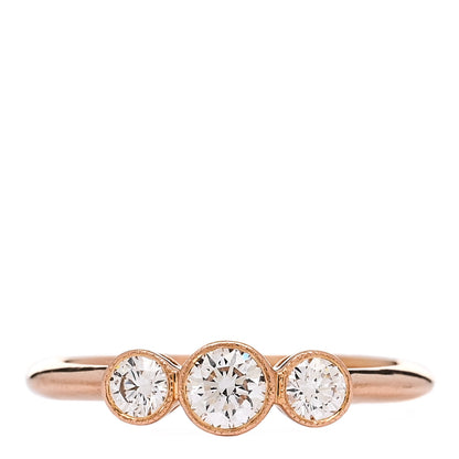Tiffany 18K Rose Gold Diamond Three Stone Milgrain Ring 48 4.5 1 of 7