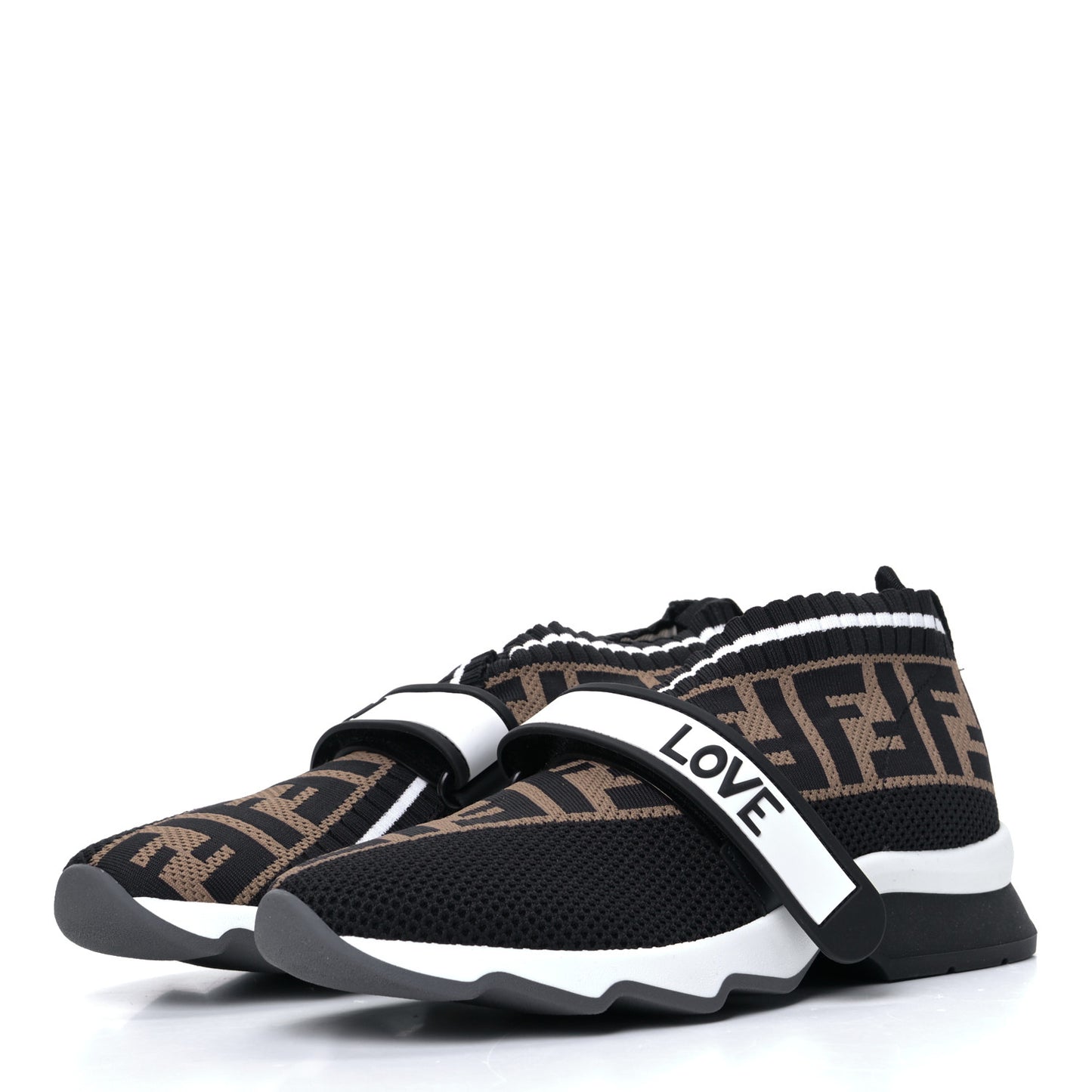 Stretch Yarn FF Stiff Band Rockoko Sneakers 36.5 Black White Tobacco