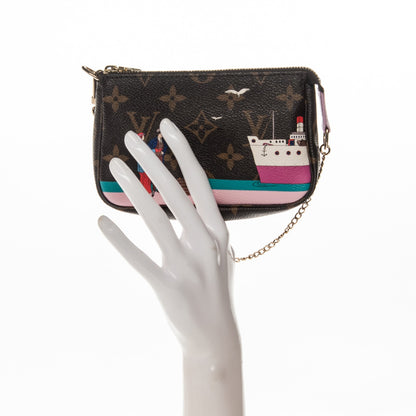 Louis Vuitton Monogram 2016 Christmas Animation Mini Pochette Accessories Rose Ballerine 2 of 7