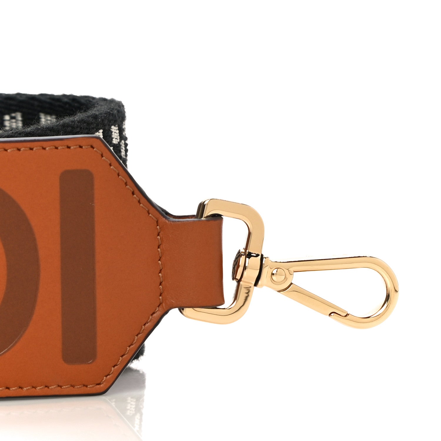 Fendi Ribbon Vitello King Logo Embossed Gingham Woven Adjustable Strap You Panna Black Cuoio 2 of 7