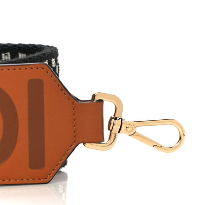 Fendi Ribbon Vitello King Logo Embossed Gingham Woven Adjustable Strap You Panna Black Cuoio 2 of 7
