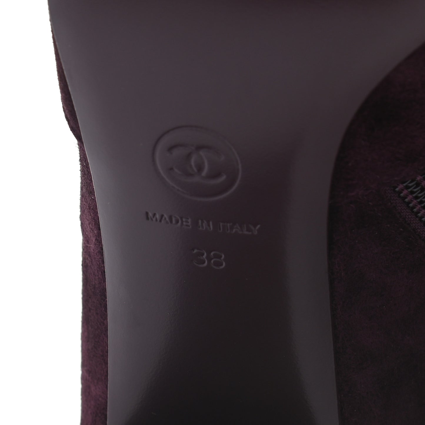 Suede Calfskin Chain Boots 38 Burgundy
