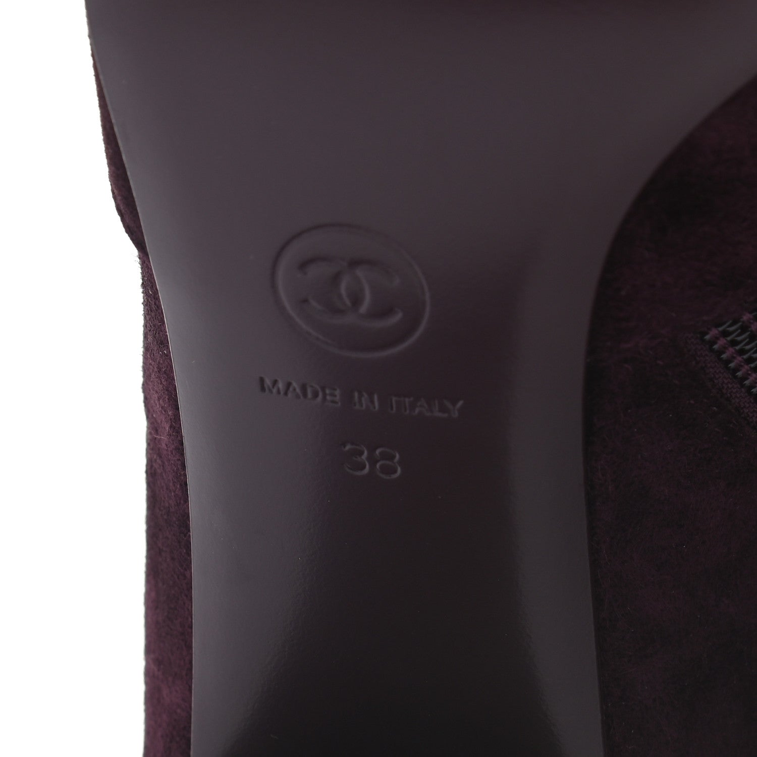 Chanel Suede Calfskin Chain Boots 38 Burgundy 7 of 7